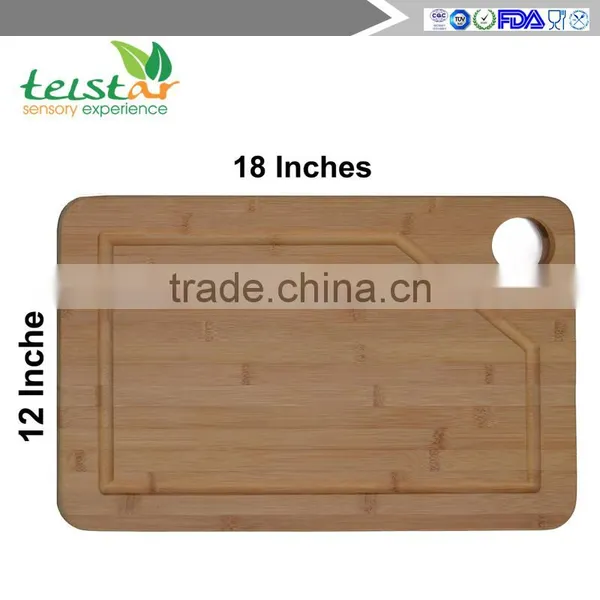 Kitchen Extra Large Natural 18x12 Bamboo Cutting Board With Deep Drip Groove photo-2
