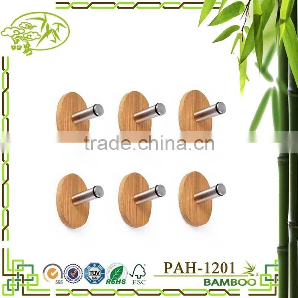 Aonong Bamboo Clothes Hook Group/stainless Hanging Hook/bamboo Hanging Rack With Stainless photo-3