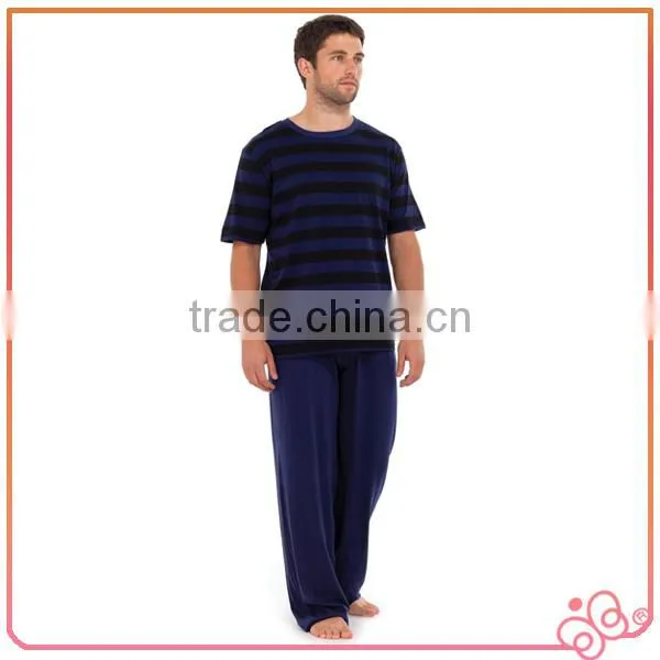 Summer 100%cotton Stripe Jersey Sleepwear for Men photo-4