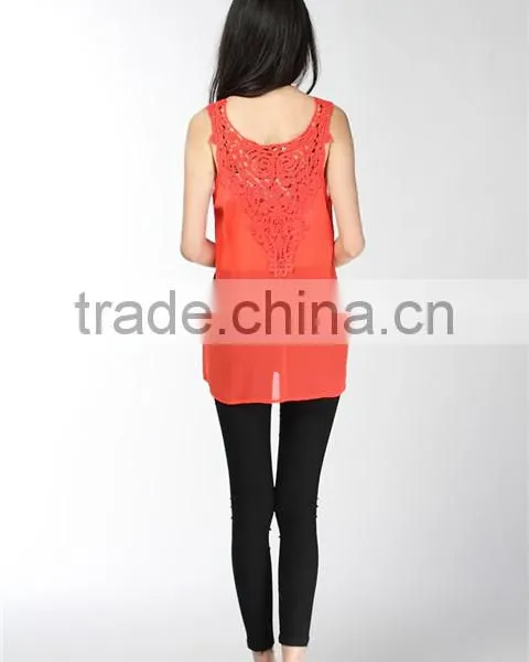 2015 Lace Application Neck Ladies Colored Long Vest/sleeveless/singlet For Summer photo-2