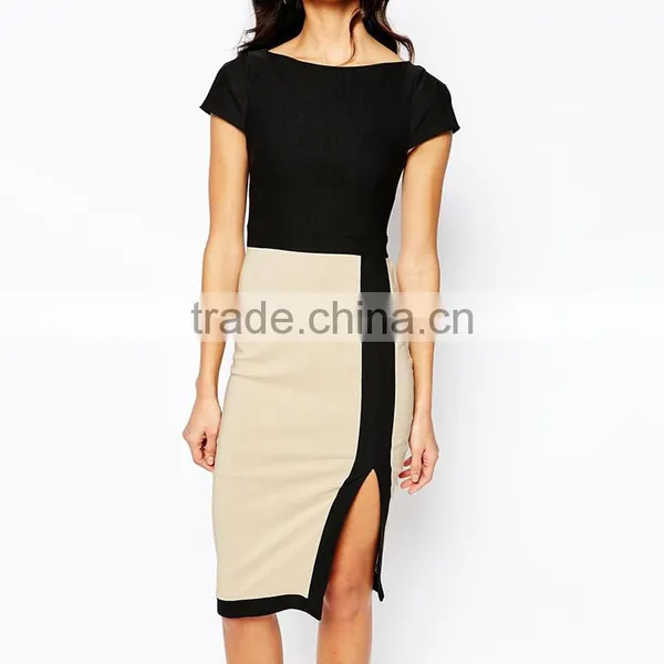 2 in 1 Pencil Dress With Cap Sleeve and Side Split photo-3