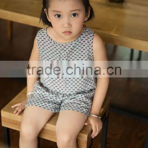 New Fashion Girl Sleeveless Set Chifon Blouse Set for Baby Girl Printed Flower Dress Jumpsuit