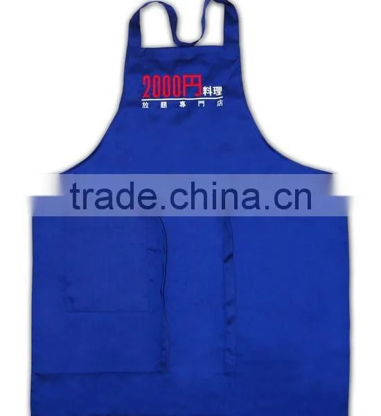 100% Cotton Canvas Apron Bule Printing Design Kitchen Cooking Bib Apron photo-5