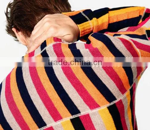 2017 Novel Bright Stripe New Pullover Mens Latest Sweater Design With High Quality photo-4