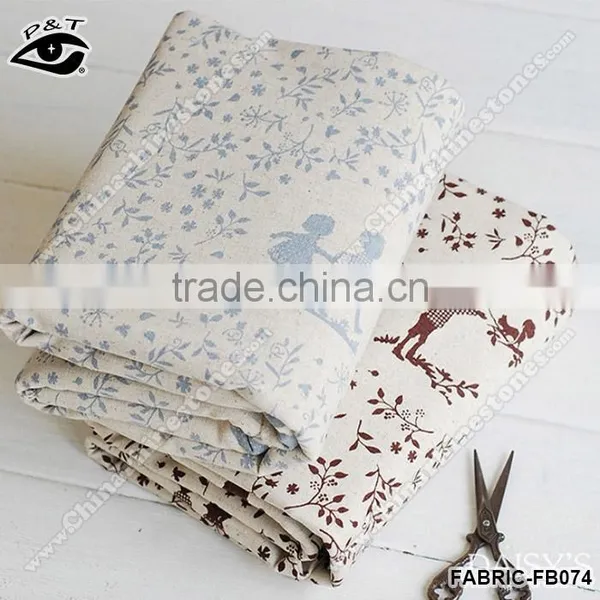 New Design Cotton Linen Fabric Cute Printed 2 Colors photo-2