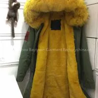 2016 Yellow Winter Fur Coat,Britain Flag Women Faux Fur Coat,Real Hood For Women Fur Coat photo-2