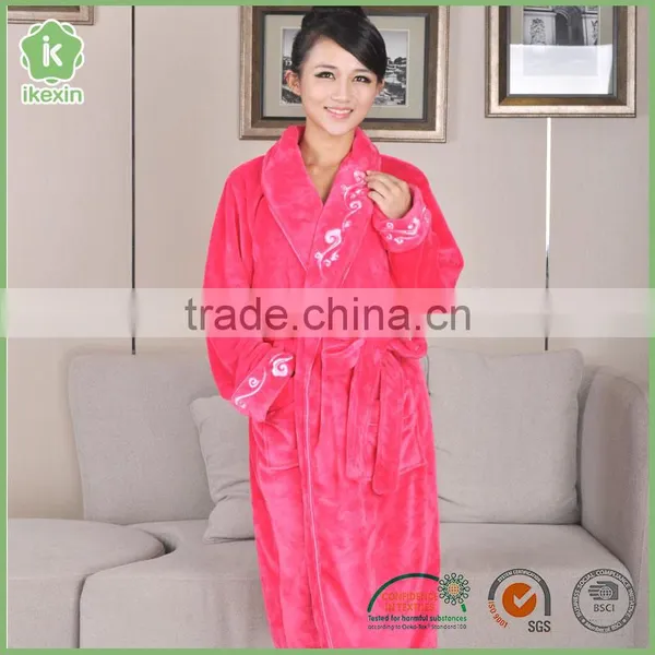 Unisex Colorful Warm Winter Coral Velvet Couples Bathrobe photo-5
