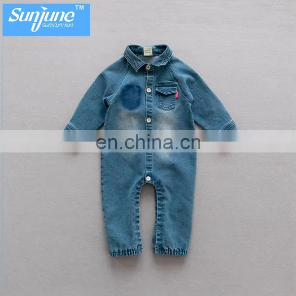 Kids 100% Cotton Long Sleeve Soild Oxford Baby Romper