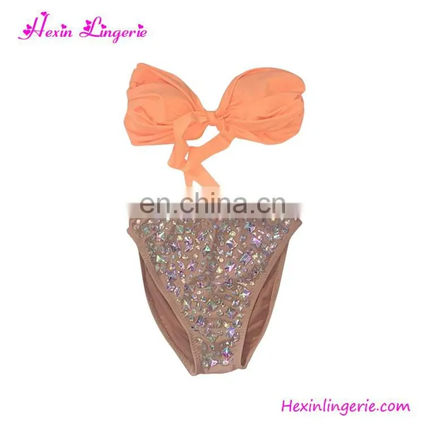 Wholesale Sexy High Waist Underwear Sequins Orange Woman Swimwear 2017 photo-2