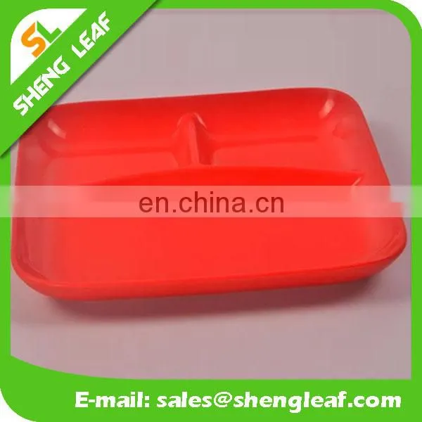 Silicone Food Serving Plate Bowl With Three Parts photo-4