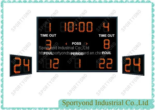 Wireless Remote Control Basketball Scoreboard and 24/14 Shot Clock