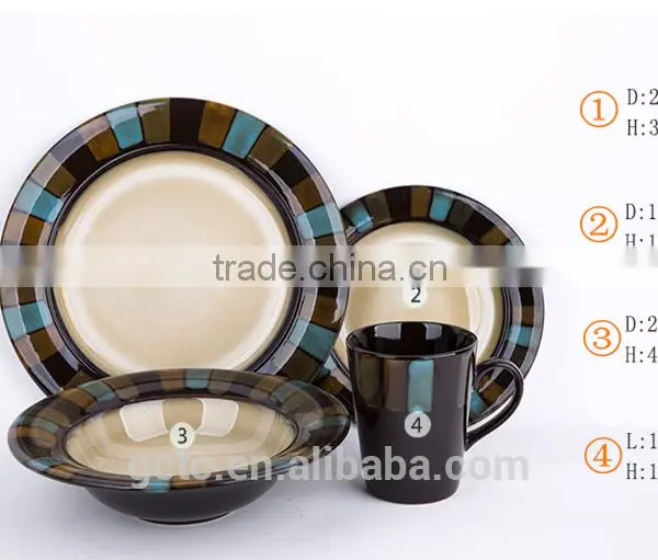 Stoneware Reactive Glaze 16 Pcs Dinnerware Set With Mosaic Design photo-6