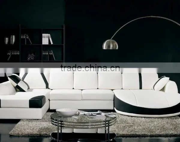 European Style Furniture White u Sharp Leather Sofa photo-6