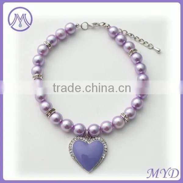 Crystal Stone Heart Pearl Cat Pendant Necklace photo-3