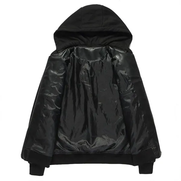 Leather Waterproofing Fashion Color Casual Sports Windproof Men's Long Sleeves Loose Jacket photo-3
