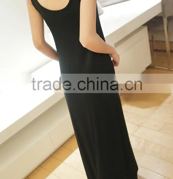2014 Summer New Black Condole Belt Dress 100% Cotton Cheap Young Lady Dresses From China photo-2