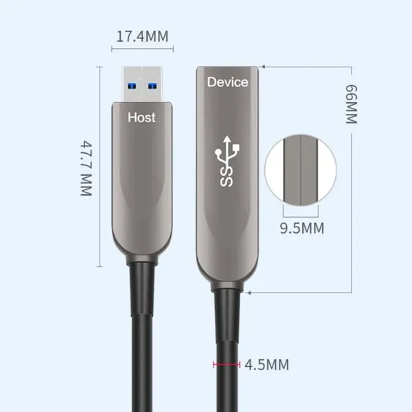Fiber Optic USB 3.1 AOC-Active Optical Cable,Gen-2,10Gbps,AM to AF photo-3