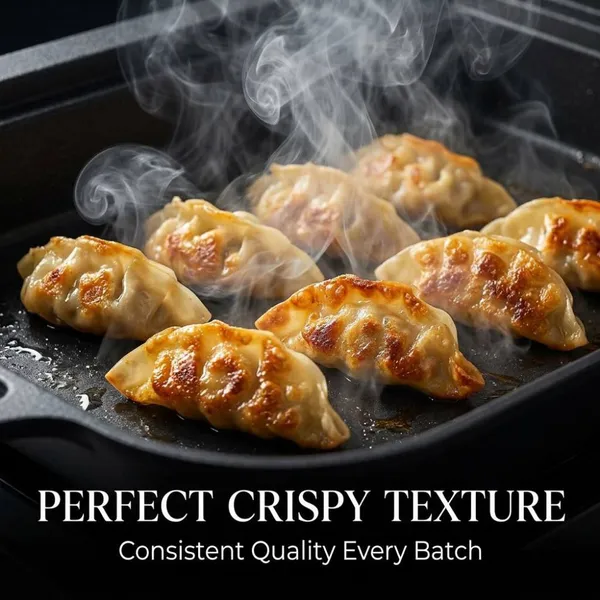 DP-04A Stainless Steel 4 Pot Automatic Dumpling Fryer Gyoza Griddle for Commercial Fried Dumpling and Pot Sticker Production photo-4