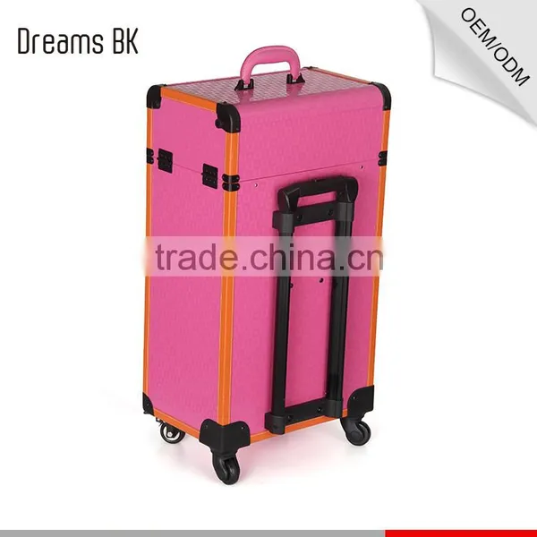 Pink Rolling Makeup Case With Trays photo-2