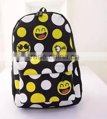 Free Sample Emoji Backpack/emoji Nal qq Smile Face Canvas Daypack Backpack Cool Cute Emoji Backpack Cool Kids School Backpack photo-4