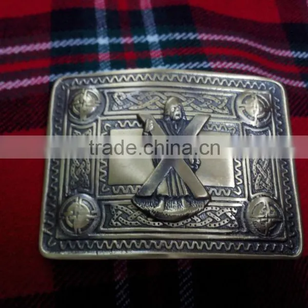 Scottish Celtic Design Kilt Belt Buckle In Antique Fine Made Of Brass Material photo-2