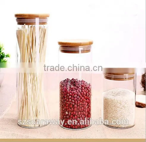 High-quality Bamboo Lid Borosilicate Glass Jar Clear Airtight Canister photo-5