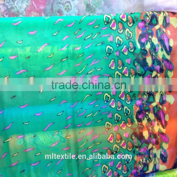 Beautiful Silk Chiffon Lurex Fabric Hot Sale Printed Silk Chiffon Fabric photo-2