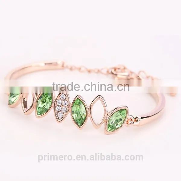 Rose Gold Rhinestone Crystal Opal Adjustable Bracelets & Bangles for Women photo-5