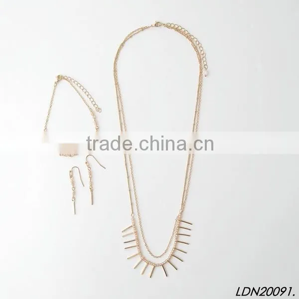 Fashion Gold Chain With Beaded Necklace With Matching Earrings and Bracelet photo-3