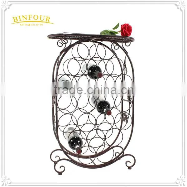 Antique Style Black Metal Wine Rack Wine Shelf Home Furniture photo-3