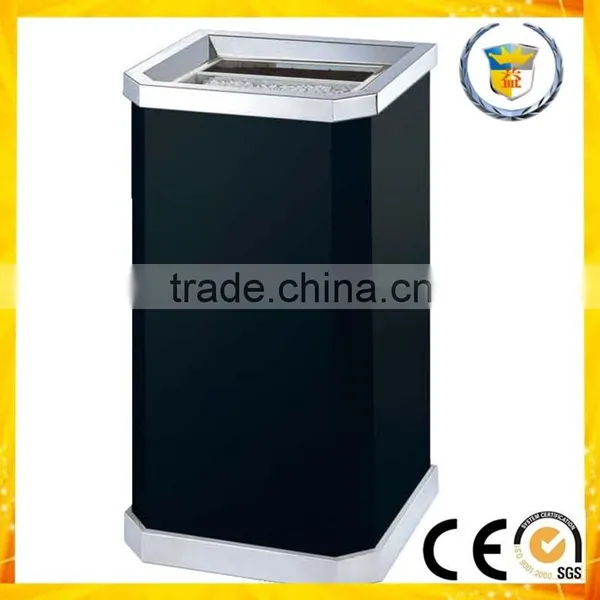 Shopping Mall Usage Square Ground Stainless Steel Trash Bin photo-3