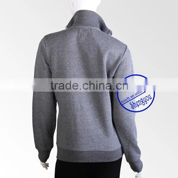 Custom Womens Fleece Jacket Sweatshirt With Satin Ribbon Covered Zipper Wholesale China photo-3