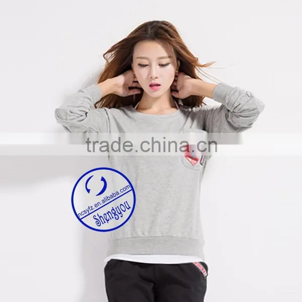 Custom Women's Long Sleeve Crewneck Sweatshirts With Chest Pocket photo-4