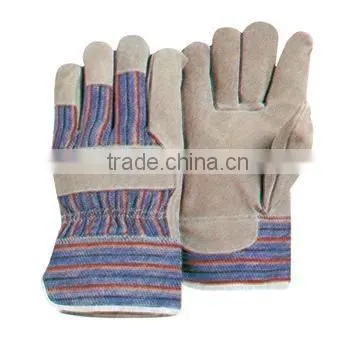 Double Palm Grey Cowhide Split Leather Working Gloves photo-6