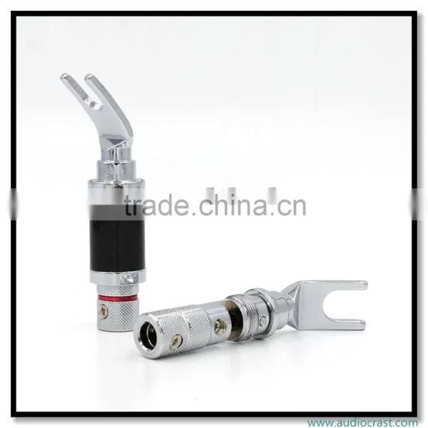 OEM Copper Rhodium Plated Carbon Fiber Speaker Cable Spade Terminal Connector Plug photo-4