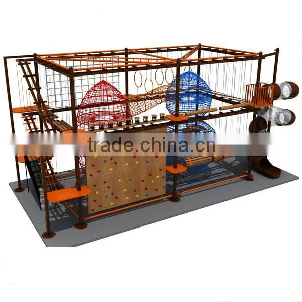 Kids Indoor High Adventure Play Equipment Indoor Obstcle Rope Coures With Climbing Wall photo-2