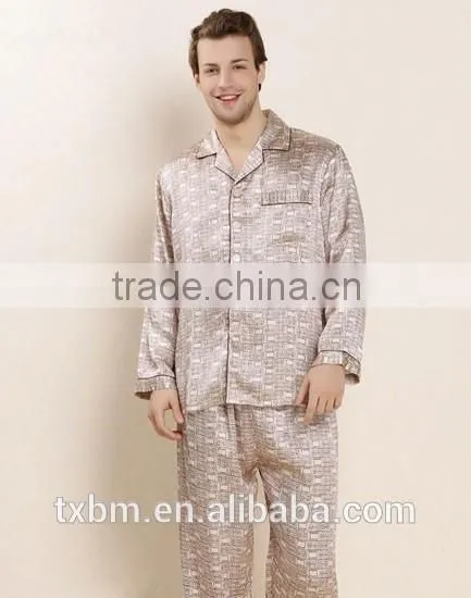 2016 Luxury Soft Natural 100% Silk Men Pajama Sleepwear Suit photo-4