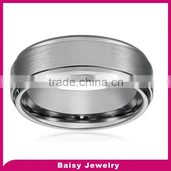 Custom Jewelry 8MM Flat Brushed Top and Polished Tungsten Spinner Rings