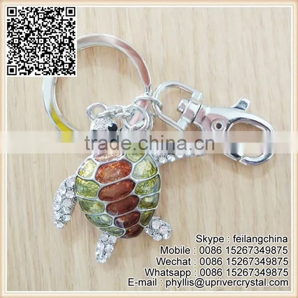 Yellow Key Ring Brown Tortoise Small Keychain photo-2