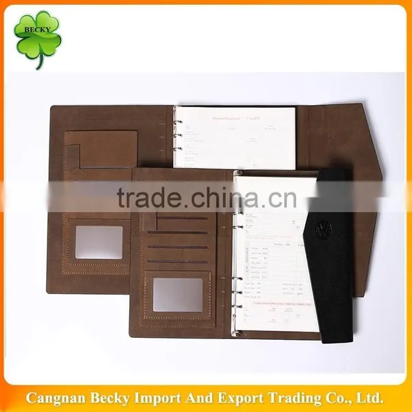 Classical Black and Brown Hot Sale pu Leather Car Branded Notepad for Promotional Gift photo-3