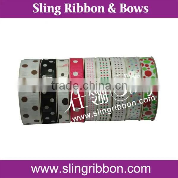 25 Yards Polka Dot Polyester Satin and Grosgrain Ribbon For Retail photo-3
