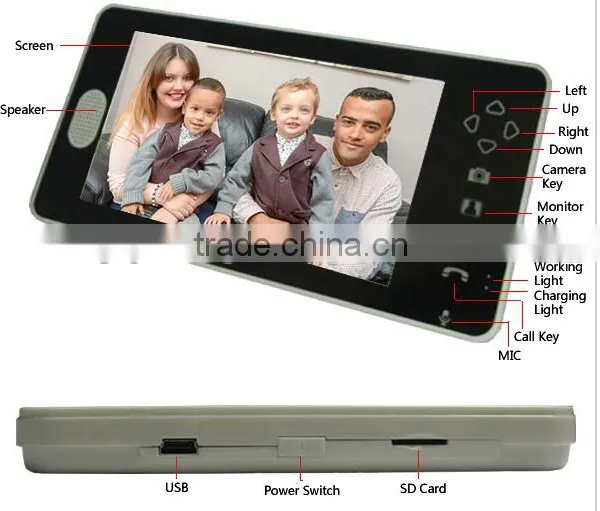 7 Inch Video Door Phone 1v2 Wireless Door Phone Video Intercom photo-2