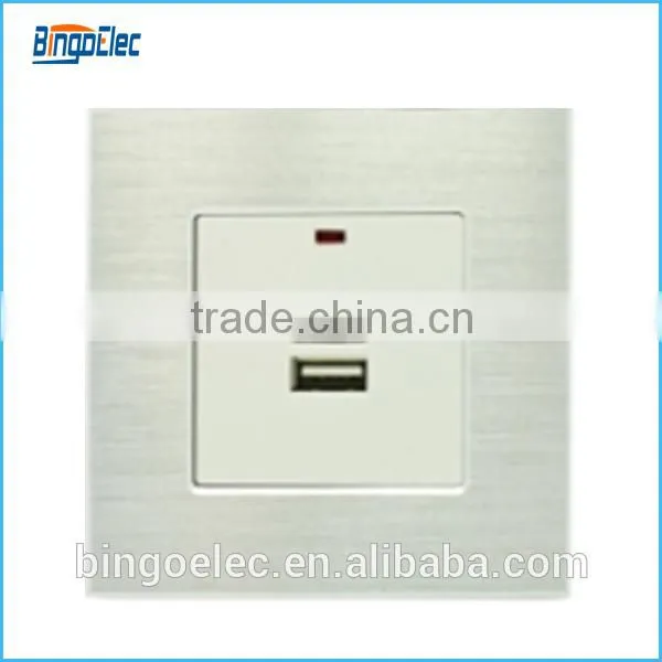 Top Quality Aluminium Panel 230v Wall Socket With Dual Usb