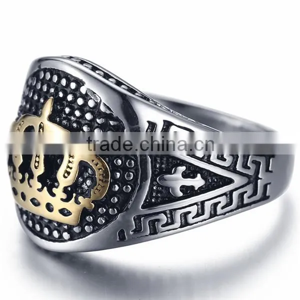 Hiphop Gothic 316L Stainless Steel Gold Crown Ring for Men photo-4