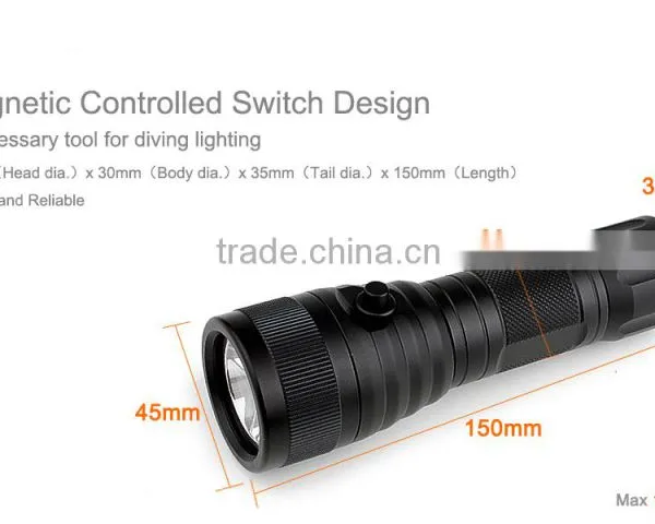 Professional magnetic switch led dive light 1000lm diving Flashlight
