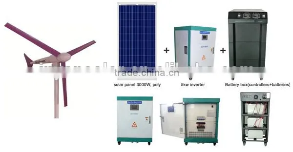 off grid hybrid solar power system, solar wind system 5kw