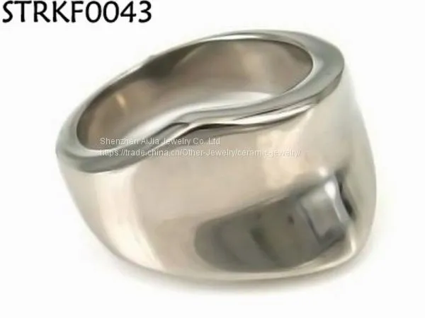 Mens Black Smooth Titanium Stainless Steel Biker Ring Silver photo-2