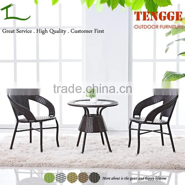 TG-8070 3 Pieces Outdoor Furniture Rattan Cheap Cafe Tables and Chairs photo-2