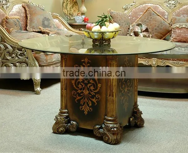 Exquisite Carved Wooden Side Table, Antique Gold Painting Coffee Table With Glass Top, Classical Style Living Room Square Table photo-2