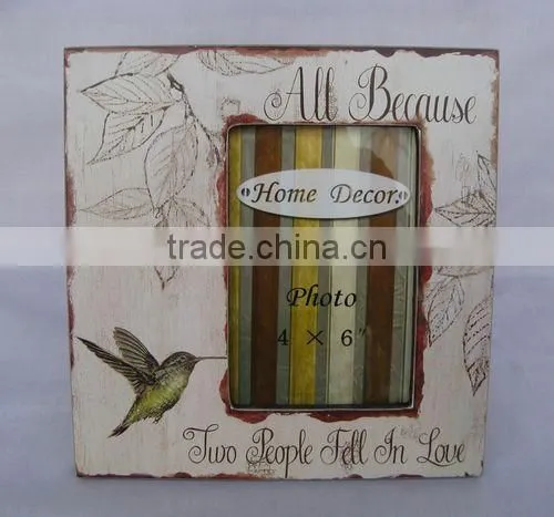 Beautiful Paper Printing Wooden Photo Frame 4x6'' Opening With Birds and Flower Desgin photo-6